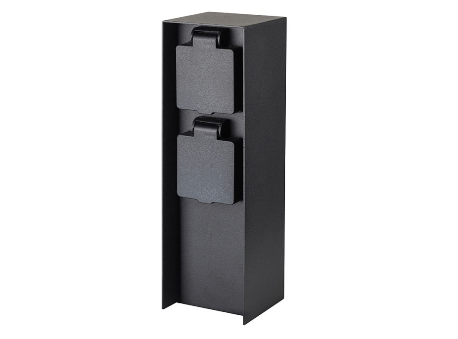 Solight záhradný stĺpik IP44, hliník, 2 zásuvky, čierny