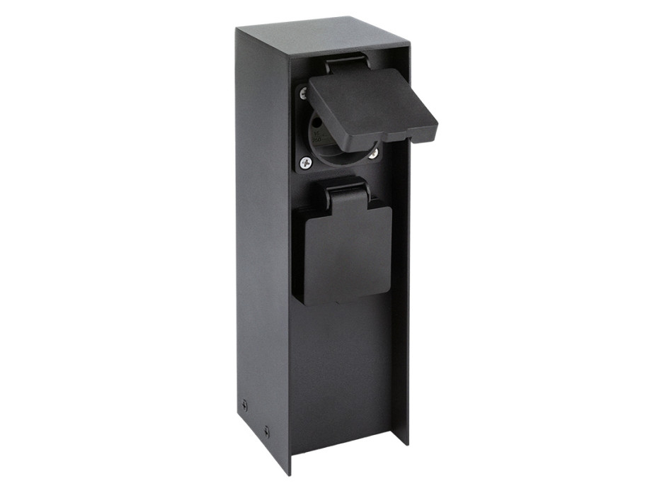 Solight záhradný stĺpik IP44, hliník, 2 zásuvky, čierny