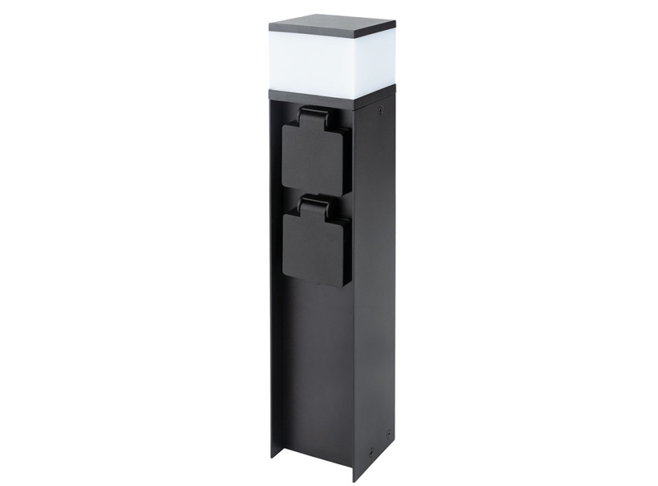 Solight záhradný stĺpik IP44 s LED osvetlením, hliník, 2 zásuvky, čierny