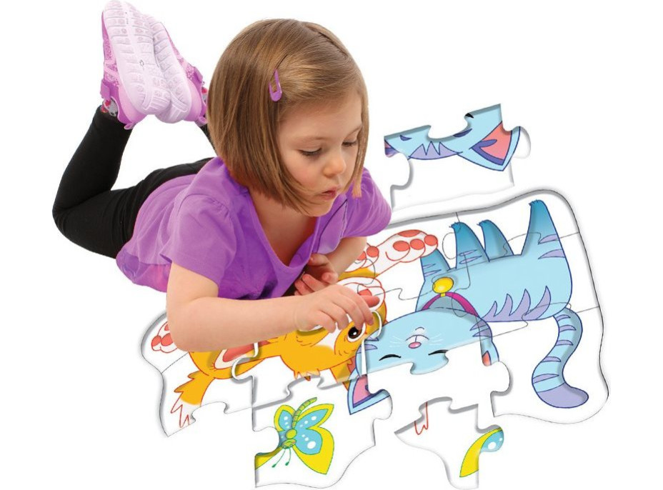 DOHÁNY Podlahové obrysové puzzle Psík a mačička 12 dielikov