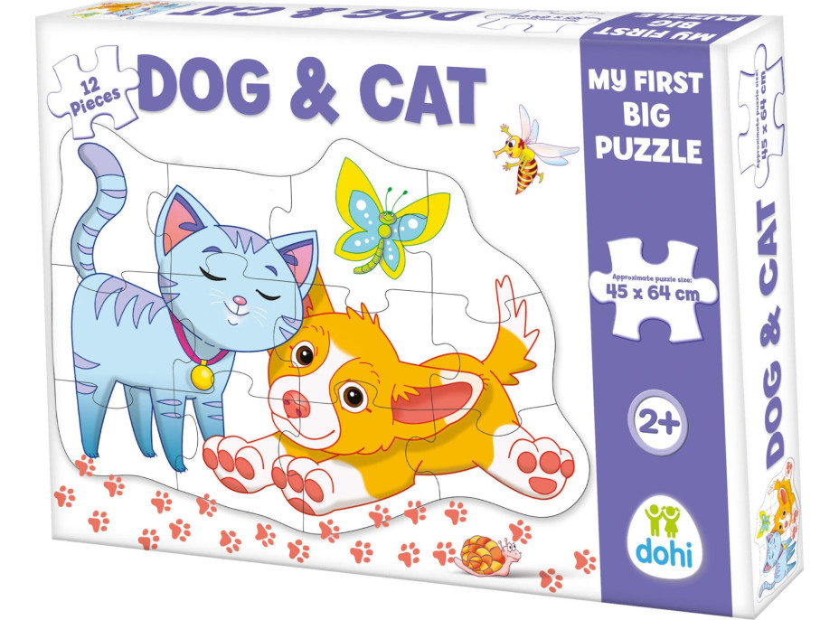 DOHÁNY Podlahové obrysové puzzle Psík a mačička 12 dielikov