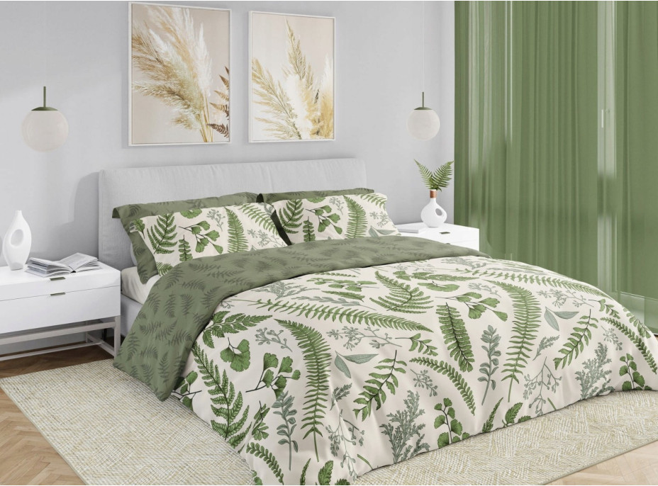 Posteľné obliečky BOHO Paprade - 140x200 cm - bavlnený satén
