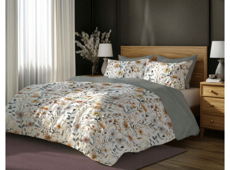Posteľné obliečky BOHO Kvety - 160x200 cm - bavlnený satén
