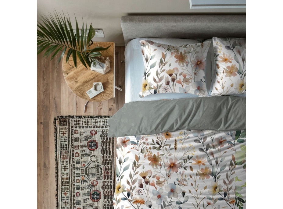 Posteľné obliečky BOHO Kvety - 140x200 cm - bavlnený satén