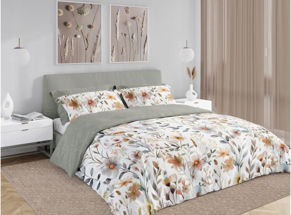 Posteľné obliečky BOHO Kvety - 140x200 cm - bavlnený satén