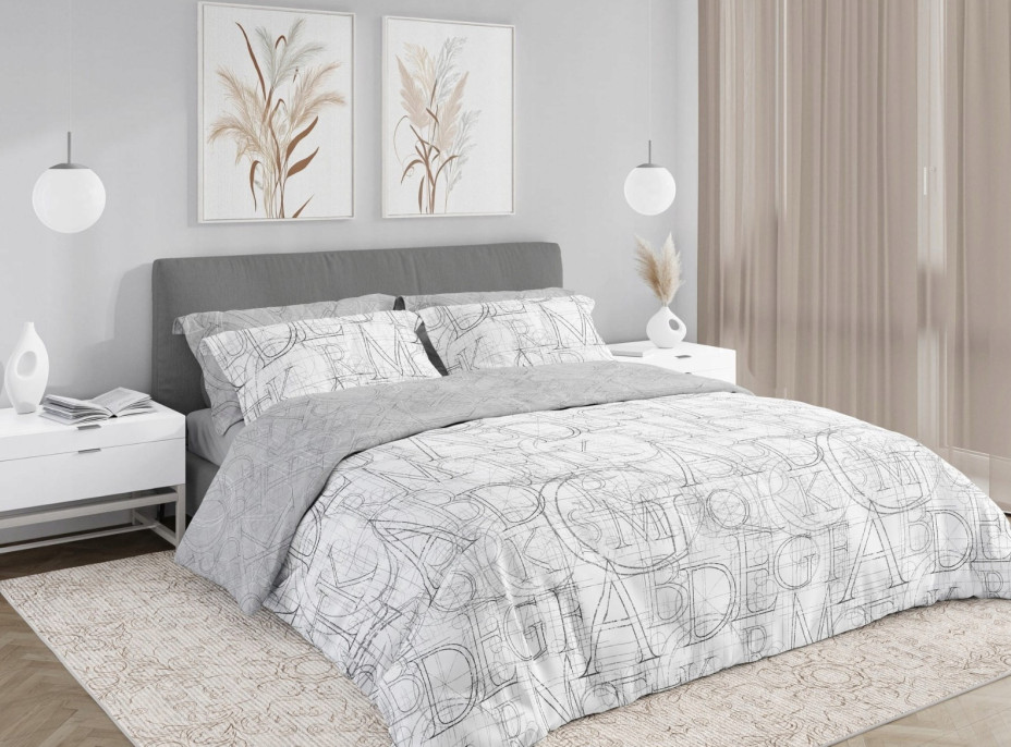 Posteľné obliečky BOHO Písmená - 220x200 cm - bavlnený satén