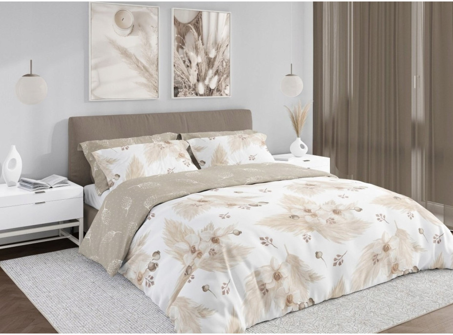 Posteľné obliečky BOHO Orchidey - 220x200 cm - bavlnený satén