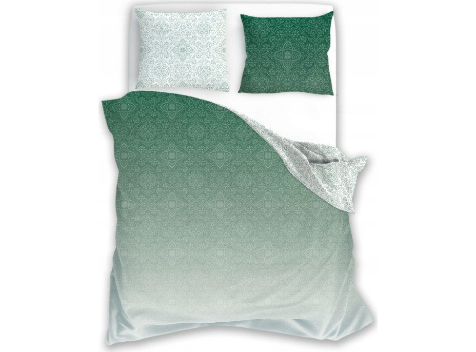 Saténové obliečky MILAGRO VERDE Ombre orient - biele / zelené - 220x200 cm