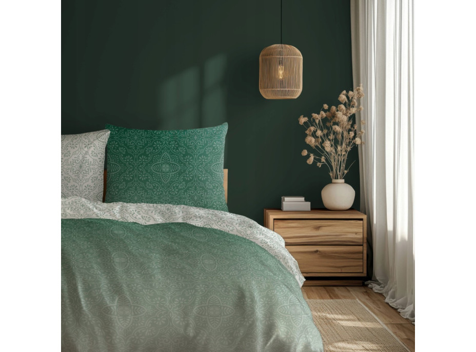 Saténové obliečky MILAGRO VERDE Ombre orient - biele / zelené - 160x200 cm