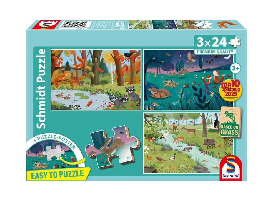 SCHMIDT Puzzle Lesné a lúčne zvieratá 3x24 dielikov