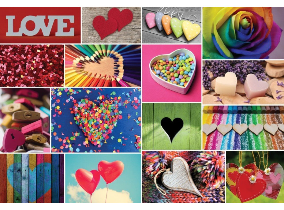 BLUEBIRD Puzzle Koláž - Láska vo farbách 1000 dielikov