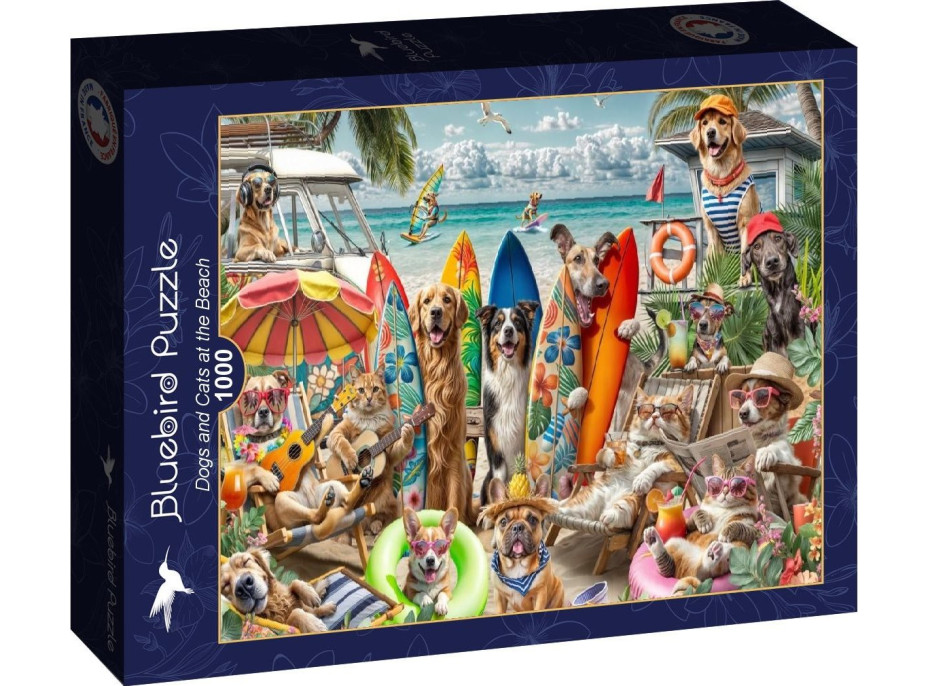 BLUEBIRD Puzzle Psy a mačky na pláži 1000 dielikov