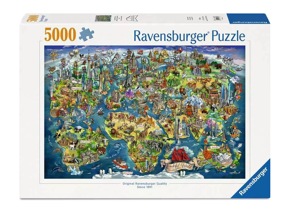 RAVENSBURGER Puzzle Svet na mape 5000 dielikov