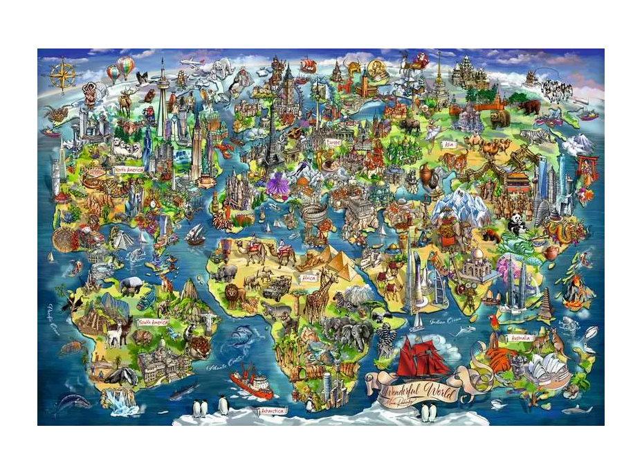 RAVENSBURGER Puzzle Svet na mape 5000 dielikov