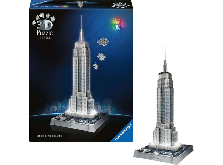 RAVENSBURGER Svietiace 3D puzzle Iconics: Empire State Building (Nočná edícia) 216 dielikov