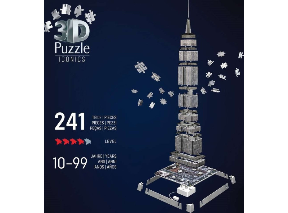 RAVENSBURGER Svietiace 3D puzzle Iconics: Empire State Building (Nočná edícia) 216 dielikov