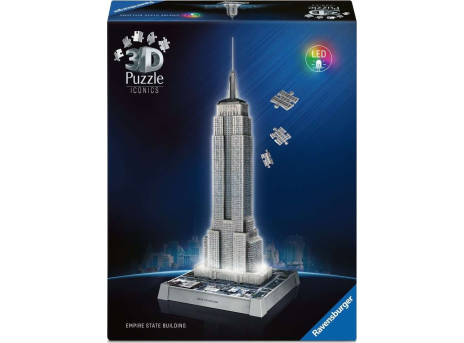 RAVENSBURGER Svietiace 3D puzzle Iconics: Empire State Building (Nočná edícia) 216 dielikov