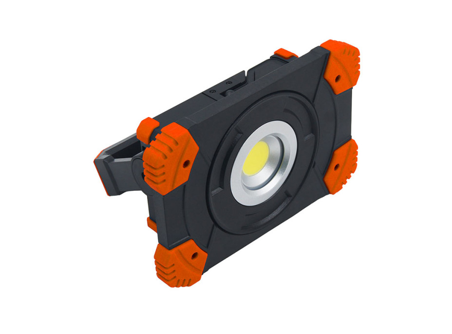 Solight LED reflektor 10W, prenosný, nabíjací, 1000lm, oranžovo-čierny