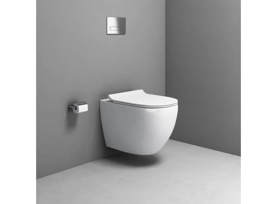 Aqualine CARLO závesná WC misa, Vortex Rimless, 36x53cm, biela PRX.101.851