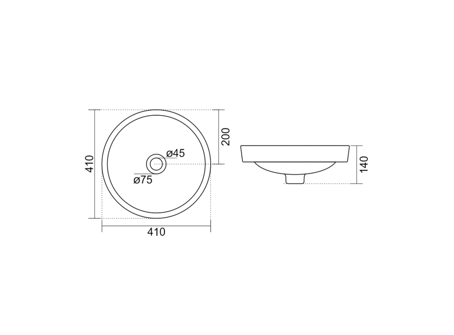 Aqualine ROLA keramické umývadlo zápustné, priemer 41cm, biela NP545