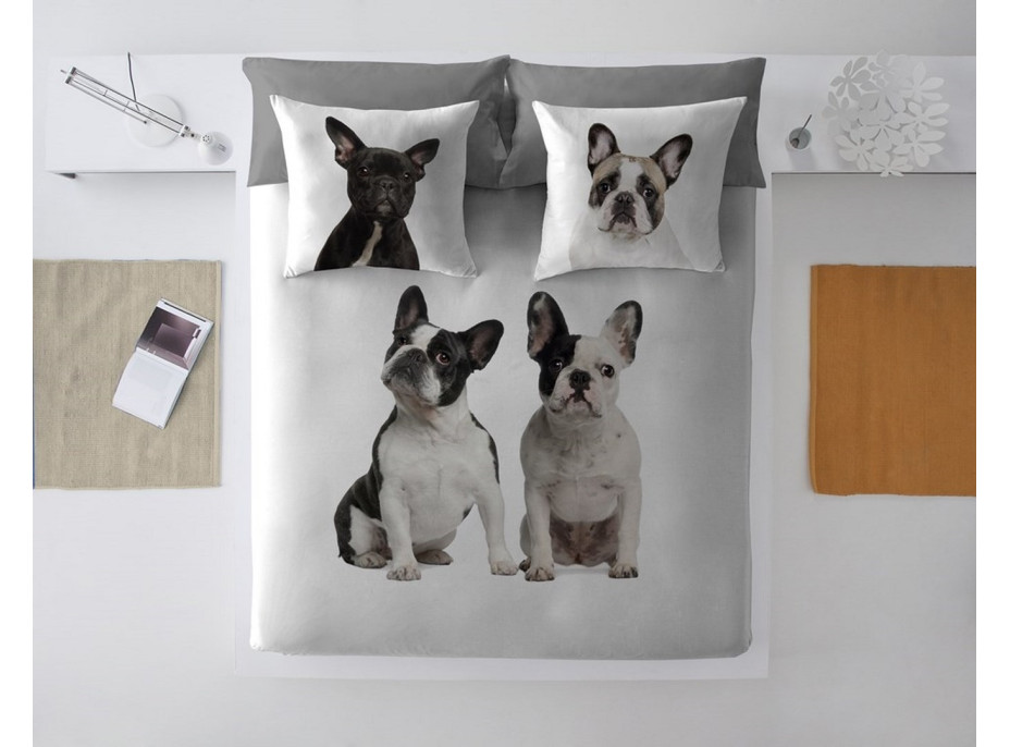 Posteľné obliečky z bavlneného saténu BULDOCI - biele - 160x200 cm