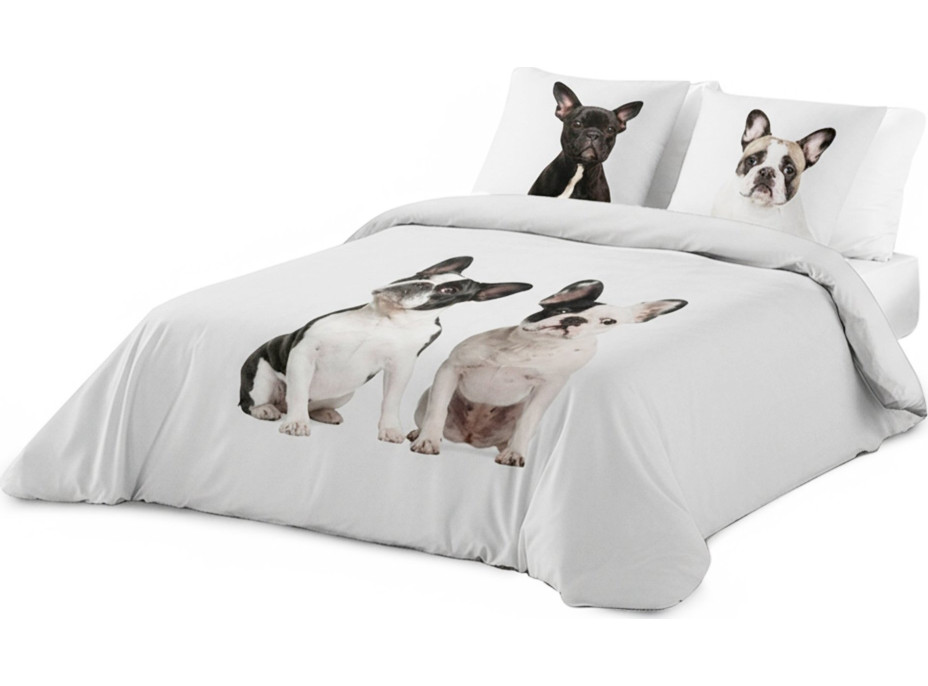 Posteľné obliečky z bavlneného saténu BULDOCI - biele - 160x200 cm