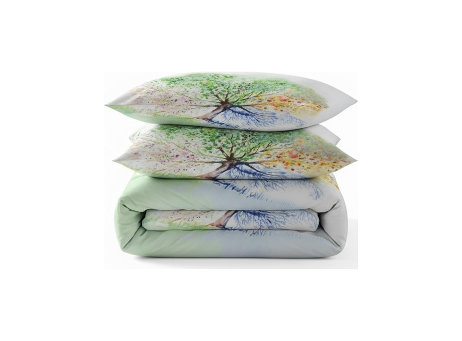 Posteľné obliečky z bavlneného saténu MAGIC TREE - biele - 160x200 cm