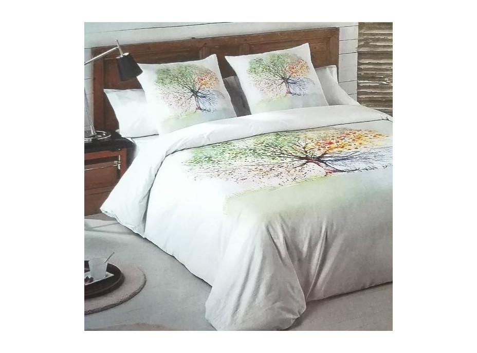 Posteľné obliečky z bavlneného saténu MAGIC TREE - biele - 160x200 cm