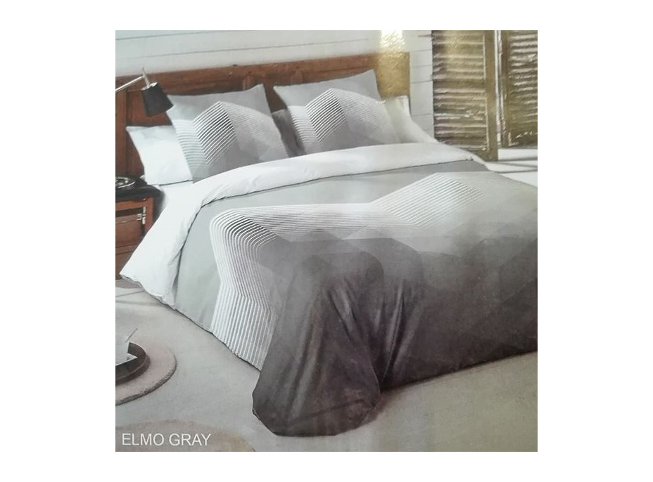 Posteľné obliečky z bavlneného saténu MINIMALIST Grey - šedé / biele - 160x200 cm