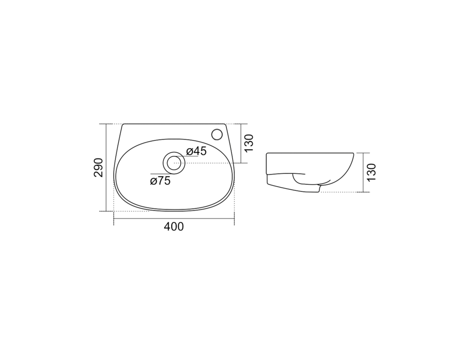 Aqualine VELSA keramické umývadlo 40x29cm, biela NP479