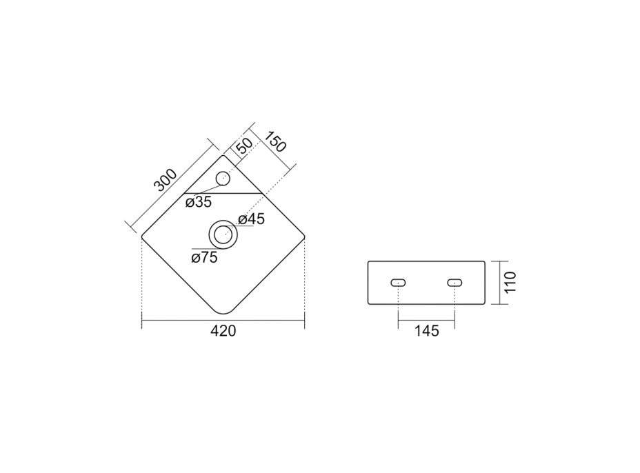 Aqualine NEXA keramické umývadlo rohové 30x30cm, biela NP436