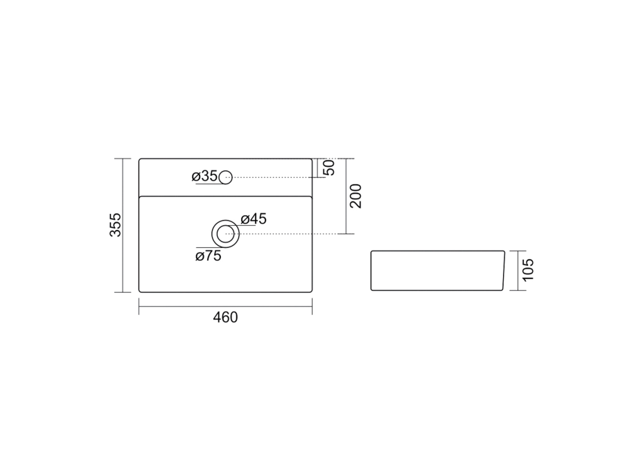 Aqualine SOYO keramické umývadlo 46x36cm, biela NP465