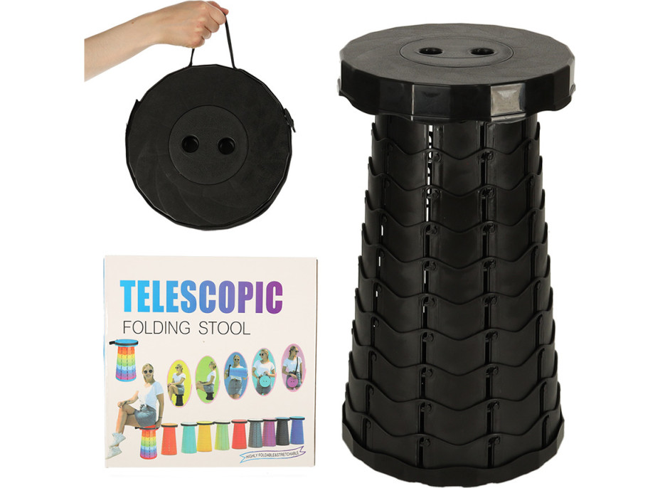 Skladacia kempingová stolička - čierna