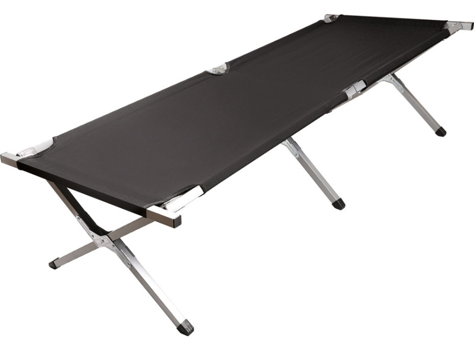 Skladacia turistická posteľ LUARO XXL - 150 kg - čierna