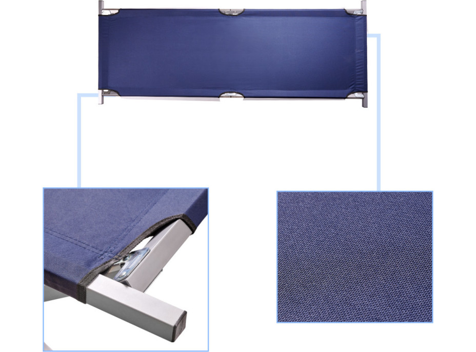 Skladacia turistická posteľ LUARO XXL - 150 kg - modrá