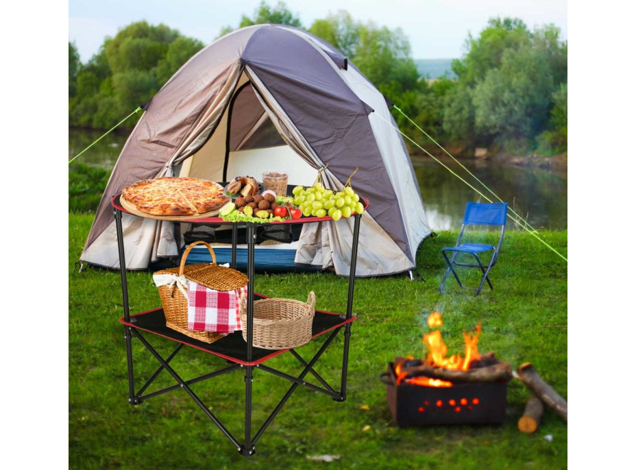 Cestovný skladací stolík 72 cm s krytom - čierny