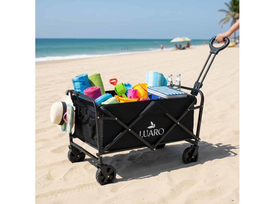 Skladací plážový prepravný vozík LUARO - čierny