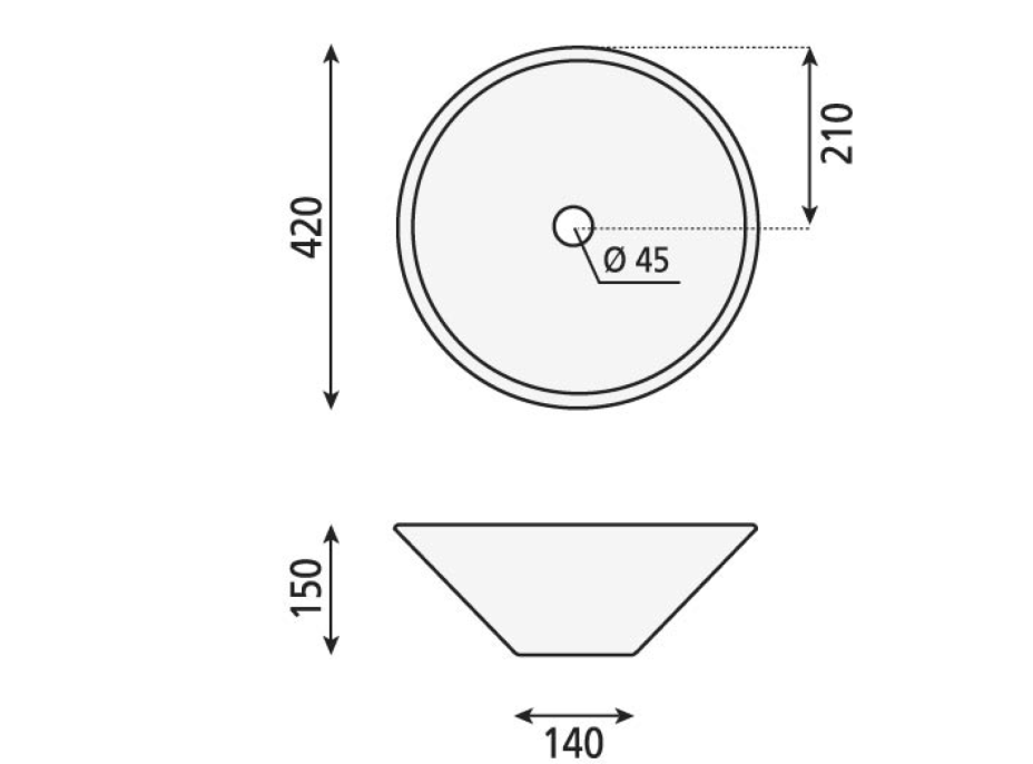 Aqualine COMILLAS keramické umývadlo na dosku, 42x15 cm, biela BH7012