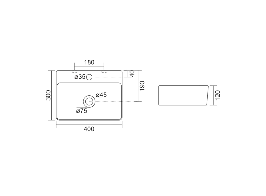 Aqualine MERCY keramické umývadlo 40x30cm, biela NP422