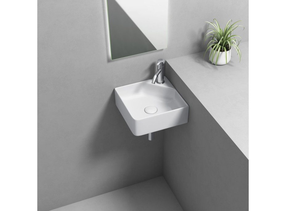 Aqualine NEXA keramické umývadlo rohové 30x30cm, biela NP436