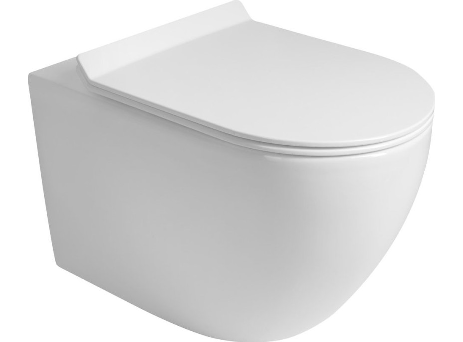 Aqualine CARLO závesná WC misa, Vortex Rimless, 36x53cm, biela PRX.101.851