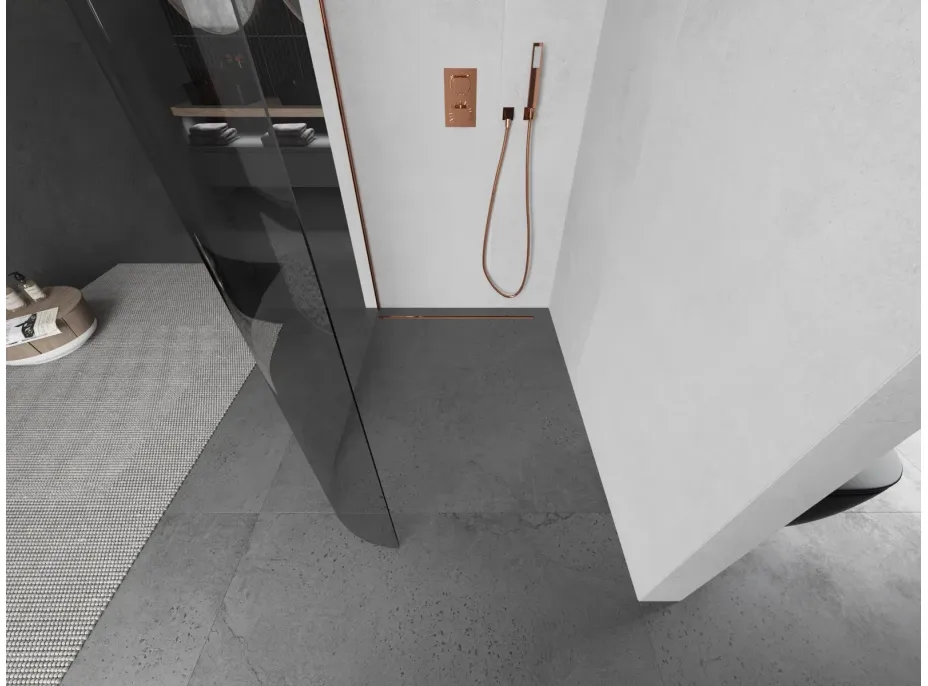 Sprchová zástena KIOTO 150 cm - zaguľatená - číra/rose gold