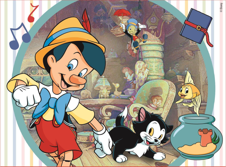 CLEMENTONI Obrázkové kocky Disney klasickej rozprávky, 12 kociek