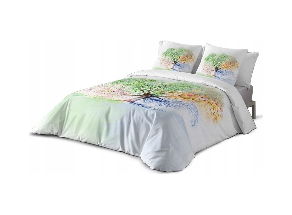 Posteľné obliečky z bavlneného saténu MAGIC TREE - biele - 160x200 cm