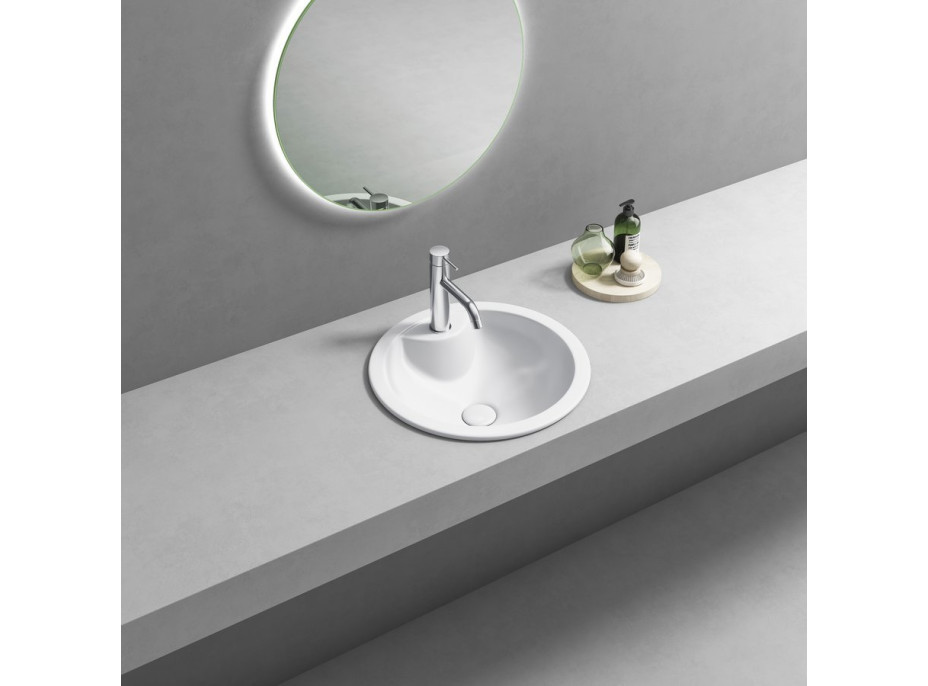 Aqualine SHIPRA keramické umývadlo zápustné, priemer 46cm, biela NP564