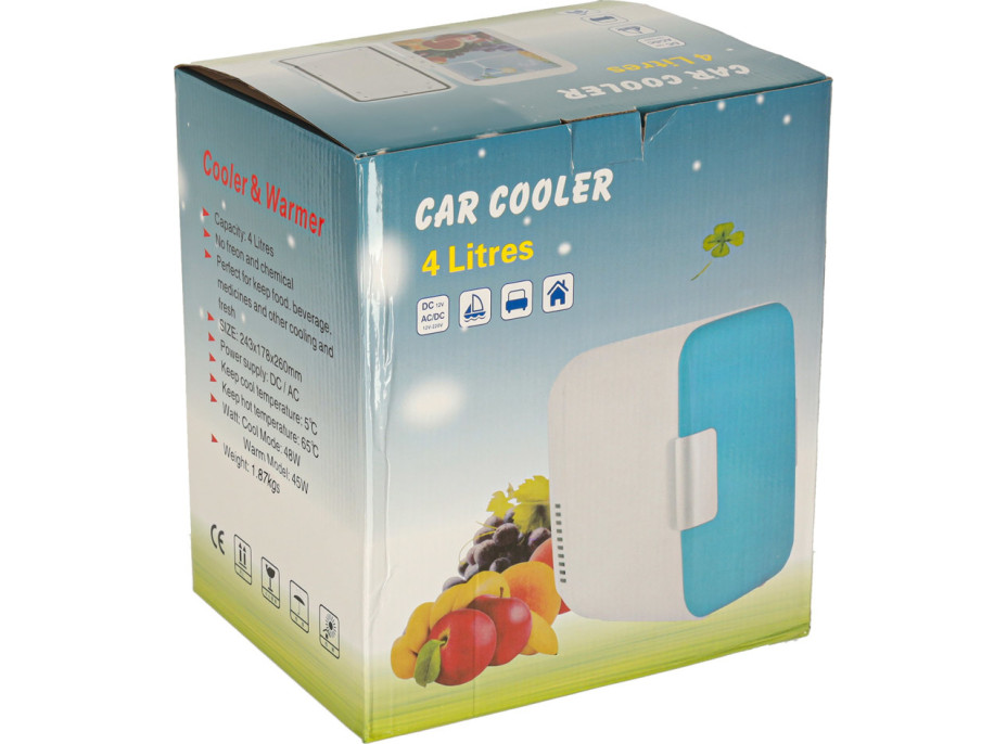 Cestovná elektrická mini chladnička do auta 2v1 4L - biela