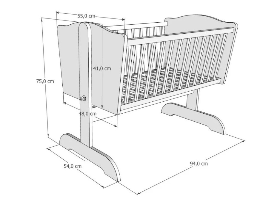 Detská kolíska SWEET DREAM 90x40 cm - PRÍRODNÁ BOROVICA