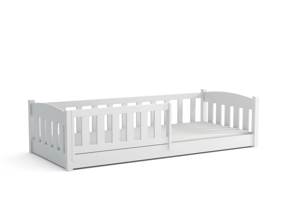 Detská Montessori posteľ z masívu borovice BEN - 200x90 cm - BIELA