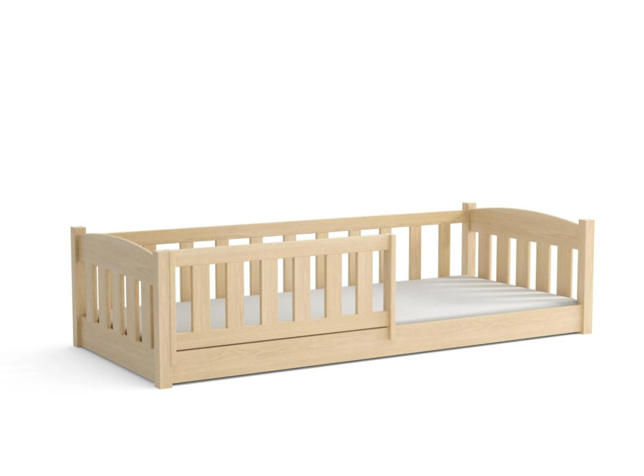 Detská Montessori posteľ z masívu borovice BEN - 200x90 cm - PRÍRODNÁ BOROVICA