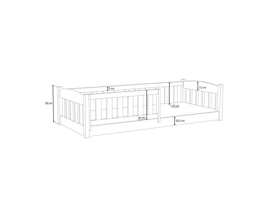 Detská Montessori posteľ z masívu borovice BEN - 200x90 cm - ŠEDÁ